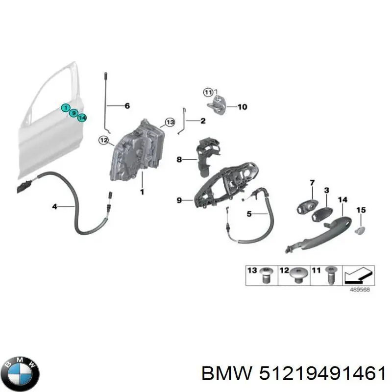 51219491461 BMW Maçaneta externa esquerda da porta traseira