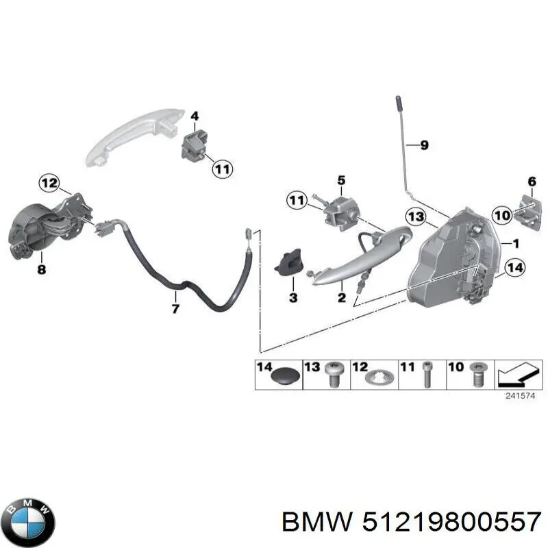 Maçaneta dianteira esquerda externa da porta BMW 51219800557 preço, a partir de 73,21 USD