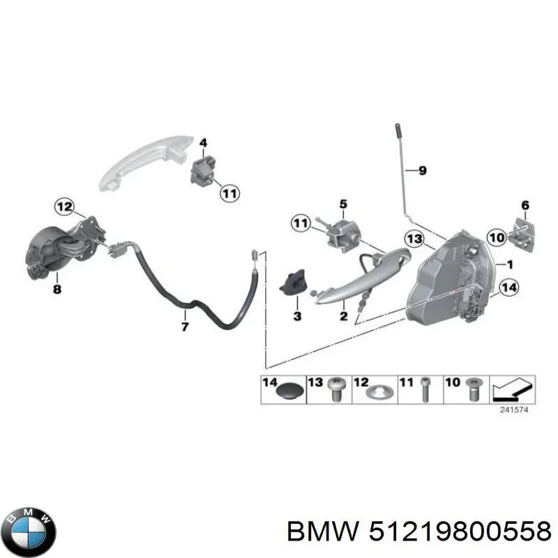 Maçaneta dianteira direita da porta externa BMW 51219800558 preço, a partir de 80,02 USD