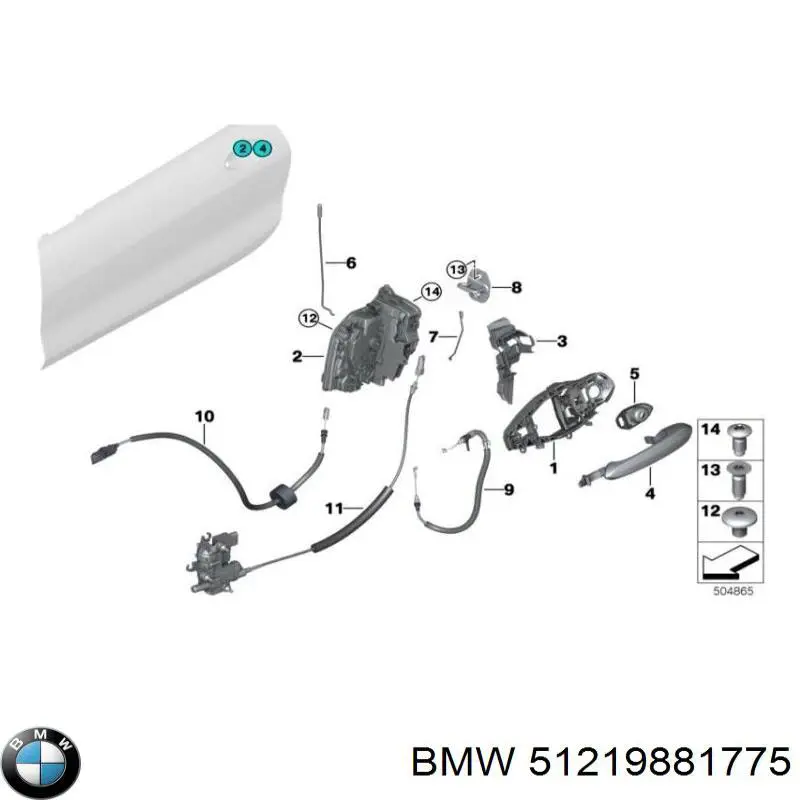 51219881775 BMW Suporte de maçaneta externa da porta dianteira esquerda