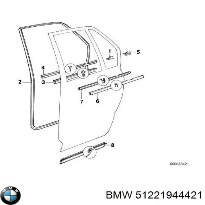 Compactador da porta traseira esquerda (na porta) BMW 51221944421 preço, a partir de 28,46 USD