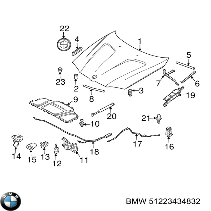 51223434832 BMW Cabo traseiro de abertura da capota