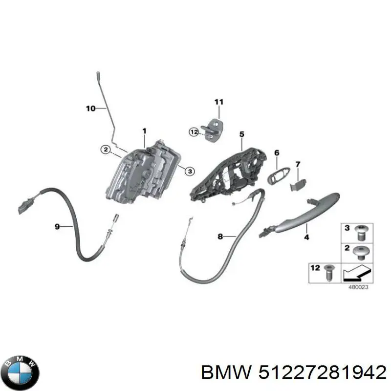51227281942 BMW Fecho da porta traseira direita