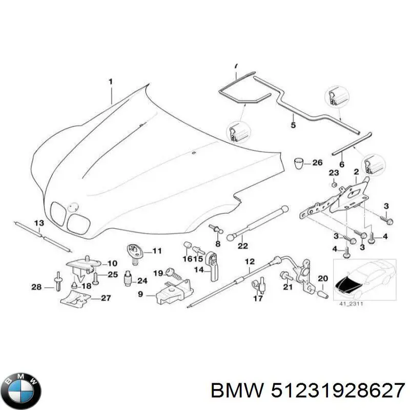 Compre 51231928627 BMW Cabo de abertura da capota