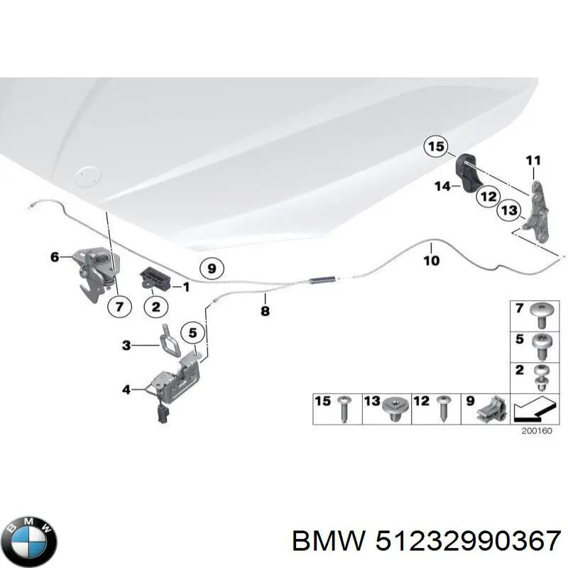 Lingueta de abertura da capota BMW 51232990367 preço, a partir de 38,57 USD