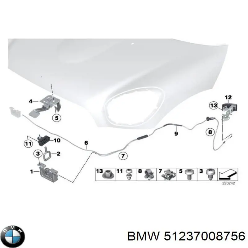 Viga con gancho do fecho da capota BMW 51234356264 preço, a partir de 11,26 USD