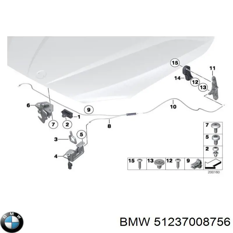 Compre 51234356264 BMW Viga con gancho do fecho da capota