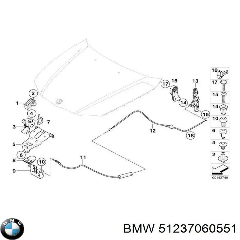 51237060551 BMW Cabo dianteiro de abertura da capota