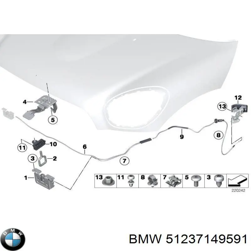 51237149591 BMW Puxador de abertura da capota