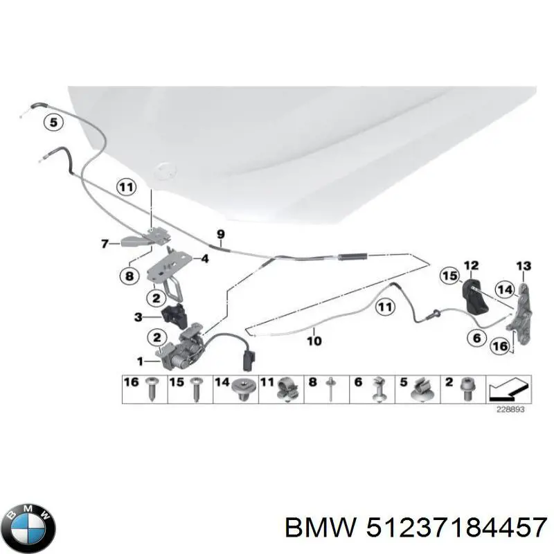 51237184457 BMW Cabo dianteiro de abertura da capota