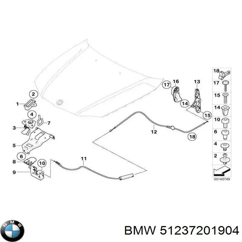 Cabo traseiro de abertura da capota BMW 51237201904 preço, a partir de 15,26 USD
