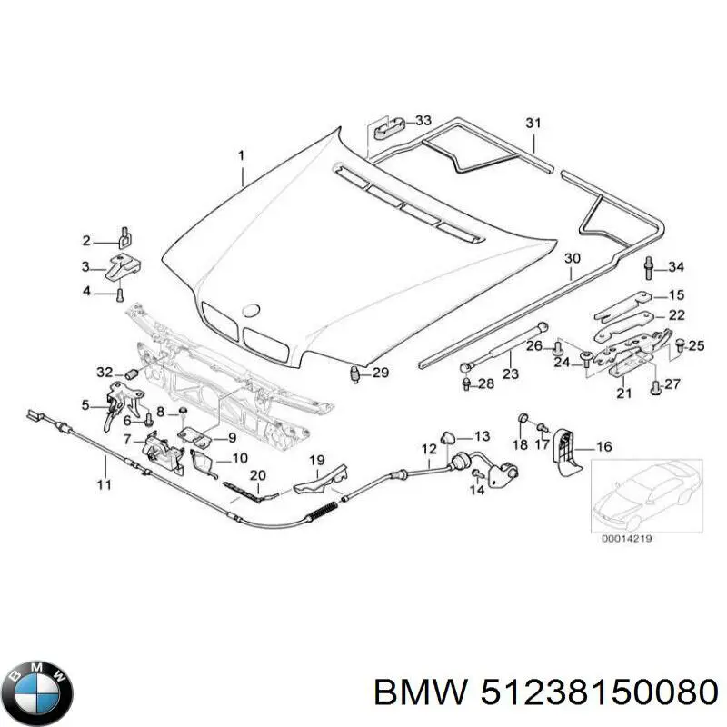Cabo traseiro de abertura da capota BMW 51238150080 preço, a partir de 62,54 USD