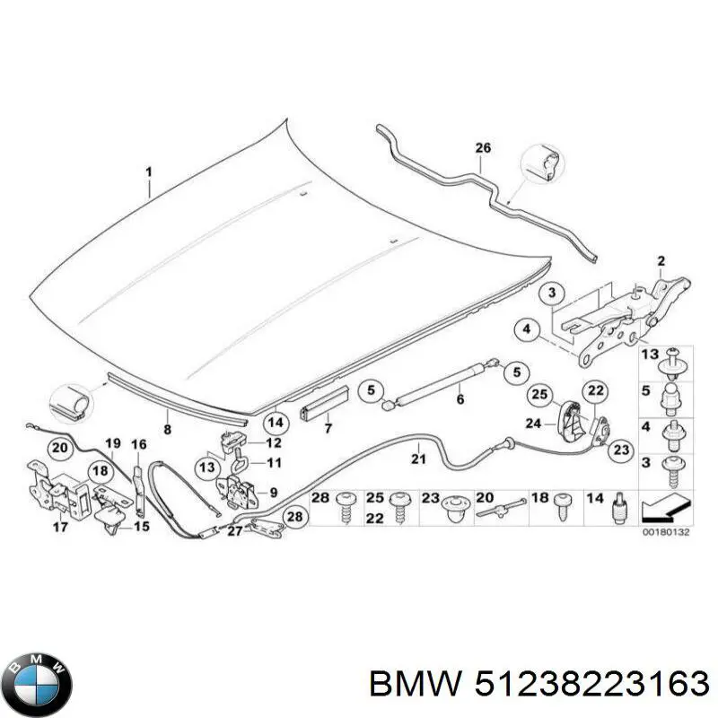 Compre 51238223163 BMW Puxador de abertura da capota