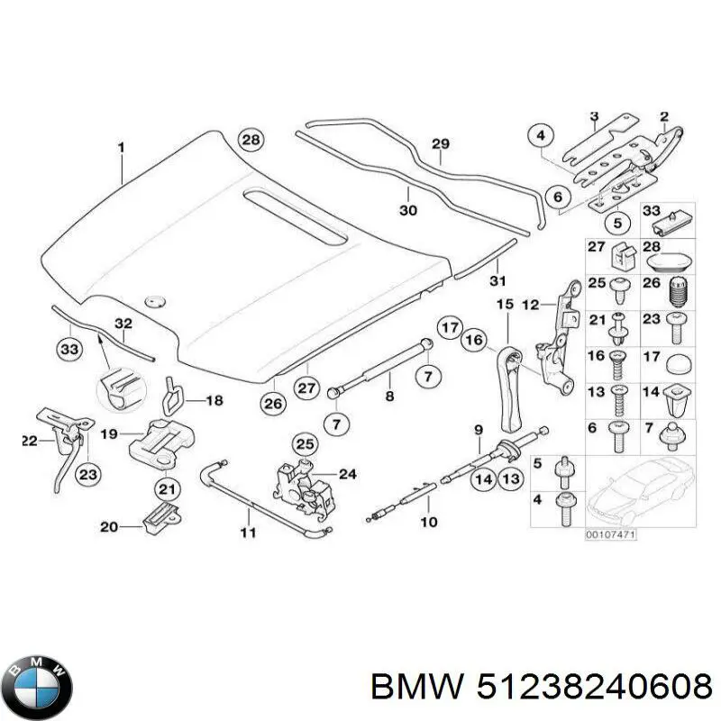 Cabo dianteiro de abertura da capota BMW 51238240608 preço, a partir de 18,87 USD