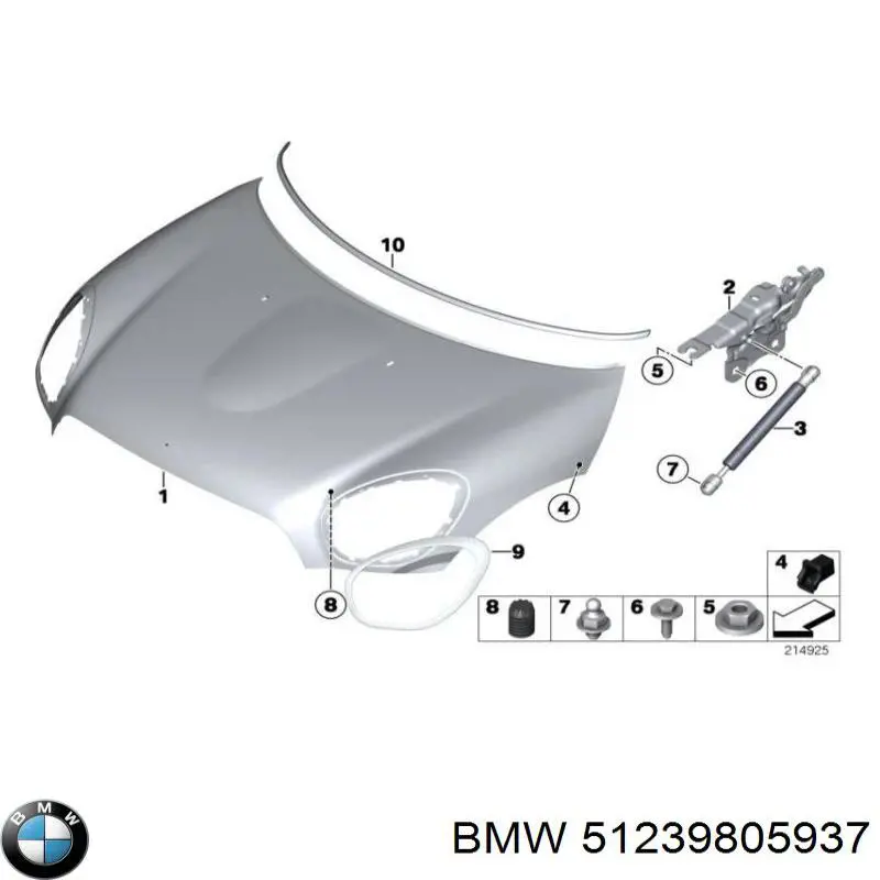 51239805937 BMW Gozno da capota esquerdo