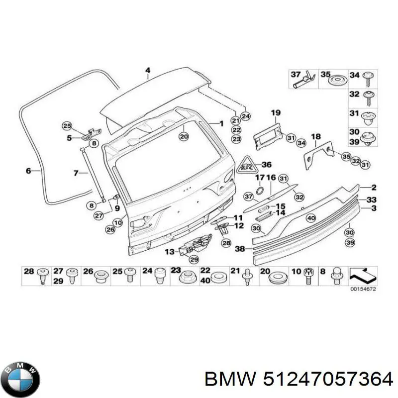 Compre 51247057364 BMW Fecho de tampa de porta-malas (de 3ª/5ª porta traseira)