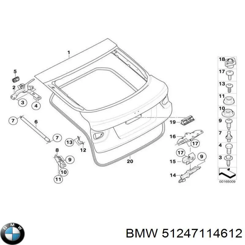 Fecho de tampa de porta-malas (de 3ª/5ª porta traseira) BMW 51247114612 preço, a partir de 137,90 USD