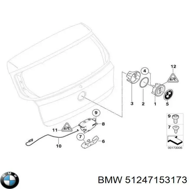 51247200938 BMW Puxador externo de tampa de porta-malas (de 3ª/5ª porta traseira)