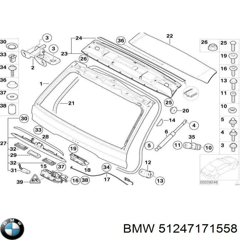 Pára-choque (grade de proteção) de tampa de porta-malas (de 3ª/5ª porta traseira) BMW 51247171558 preço, a partir de 59,33 USD