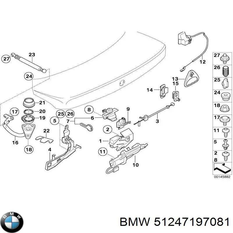 7014870 BMW Fecho de tampa de porta-malas (de 3ª/5ª porta traseira)