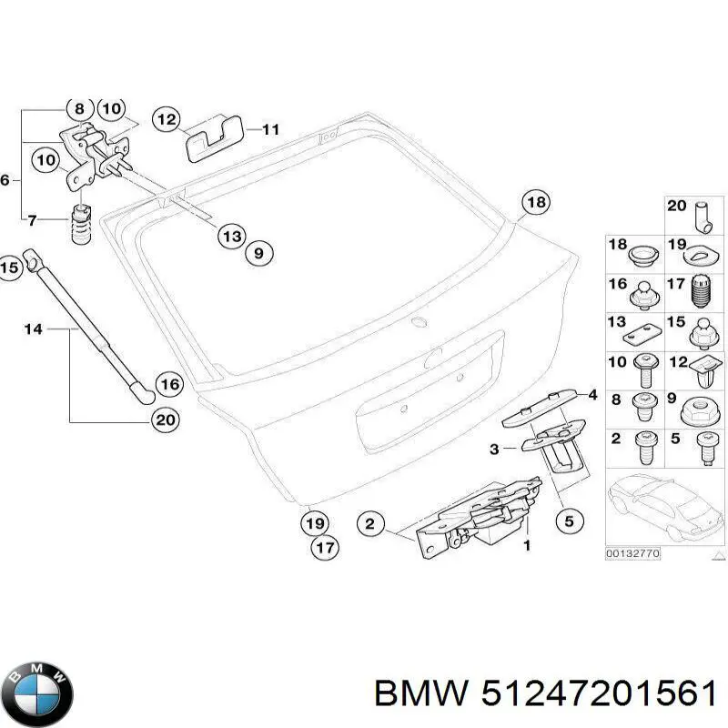 51247201561 BMW Fecho de tampa de porta-malas (de 3ª/5ª porta traseira)