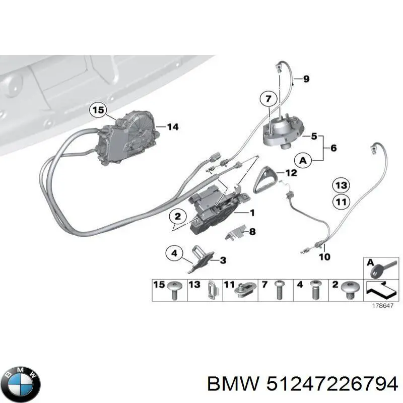 Trinco de fecho de porta-malas (de 3ª/5ª porta traseira) BMW 7  F01, F02, F03, F04