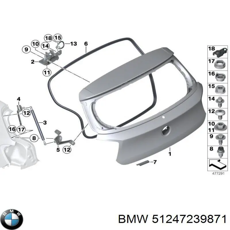 Amortecedor de tampa de porta-malas (de 3ª/5ª porta traseira) BMW 51247239871 preço, a partir de 14,21 USD