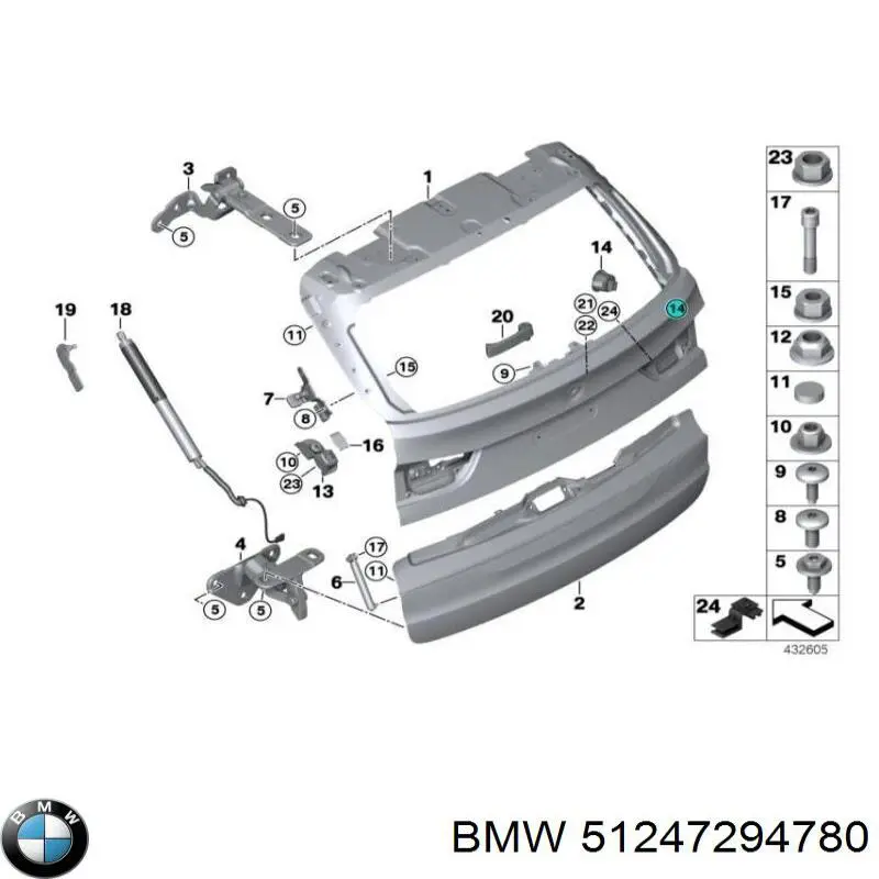 51247294780 BMW Pára-choque (grade de proteção) de tampa de porta-malas (de 3ª/5ª porta traseira)