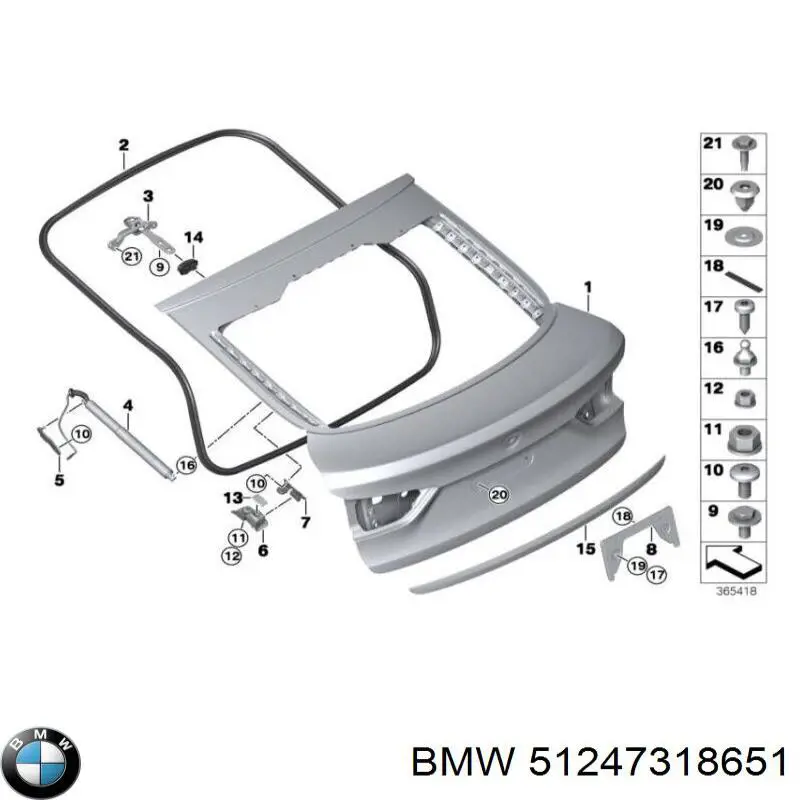 51247318651 BMW Amortecedor de tampa de porta-malas (de 3ª/5ª porta traseira)