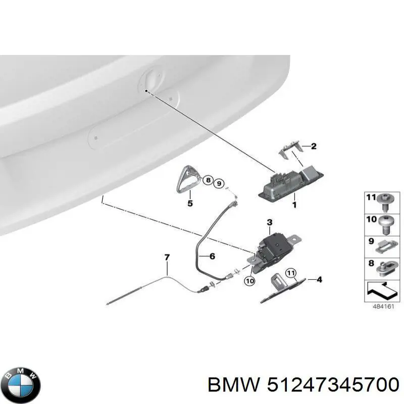 51247345700 BMW Puxador externo de tampa de porta-malas (de 3ª/5ª porta traseira)