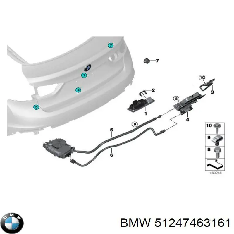 Puxador externo de tampa de porta-malas (de 3ª/5ª porta traseira) BMW 51247463161 preço, a partir de 38,22 USD