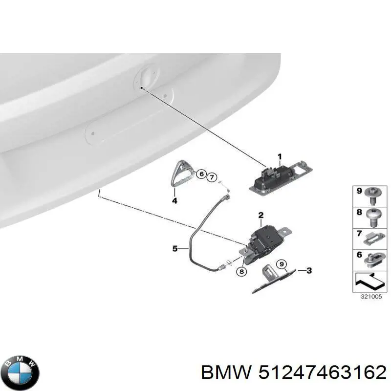 Botão de acionamento do fecho de tampa de porta-malas (de 3ª/5ª porta (de tampa de alcapão) BMW 51247463162 preço, a partir de 25,86 USD