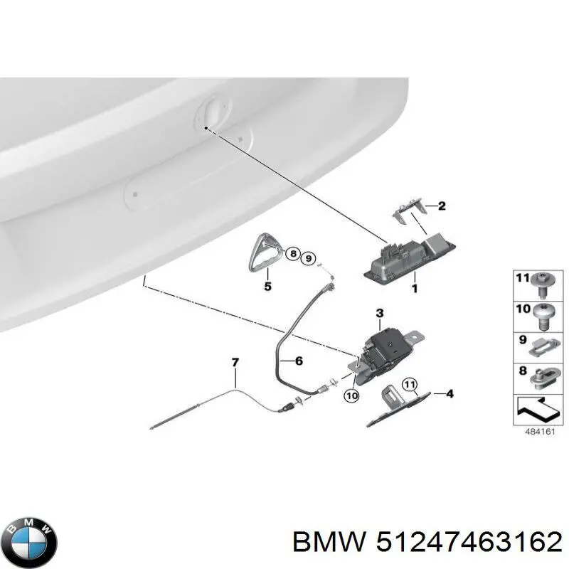 Compre 51247463162 BMW Botão de acionamento do fecho de tampa de porta-malas (de 3ª/5ª porta (de tampa de alcapão)
