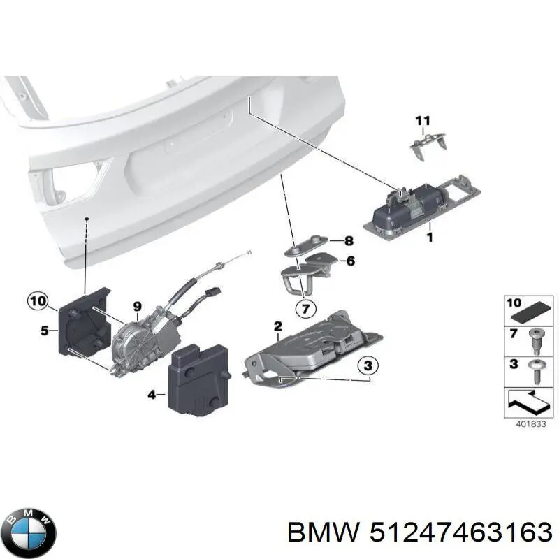51247463163 BMW Puxador externo de tampa de porta-malas (de 3ª/5ª porta traseira)