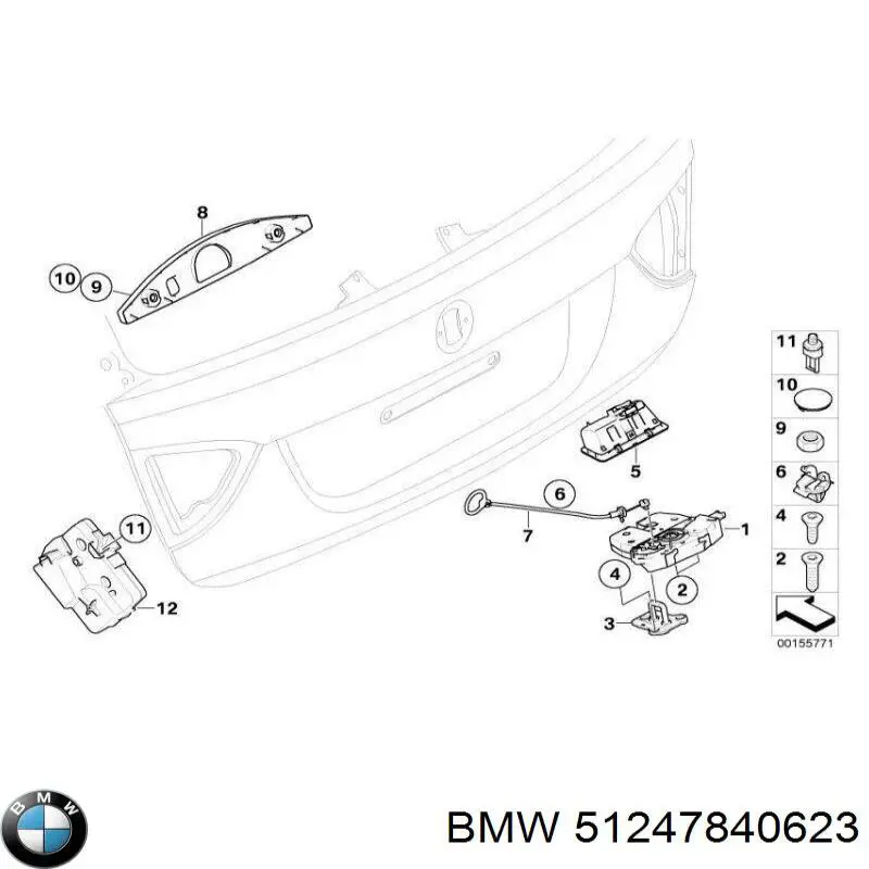 Fecho de vidro de porta-malas (de 3ª/5ª porta traseira (de tampa de alcapão) 8218849 BMW