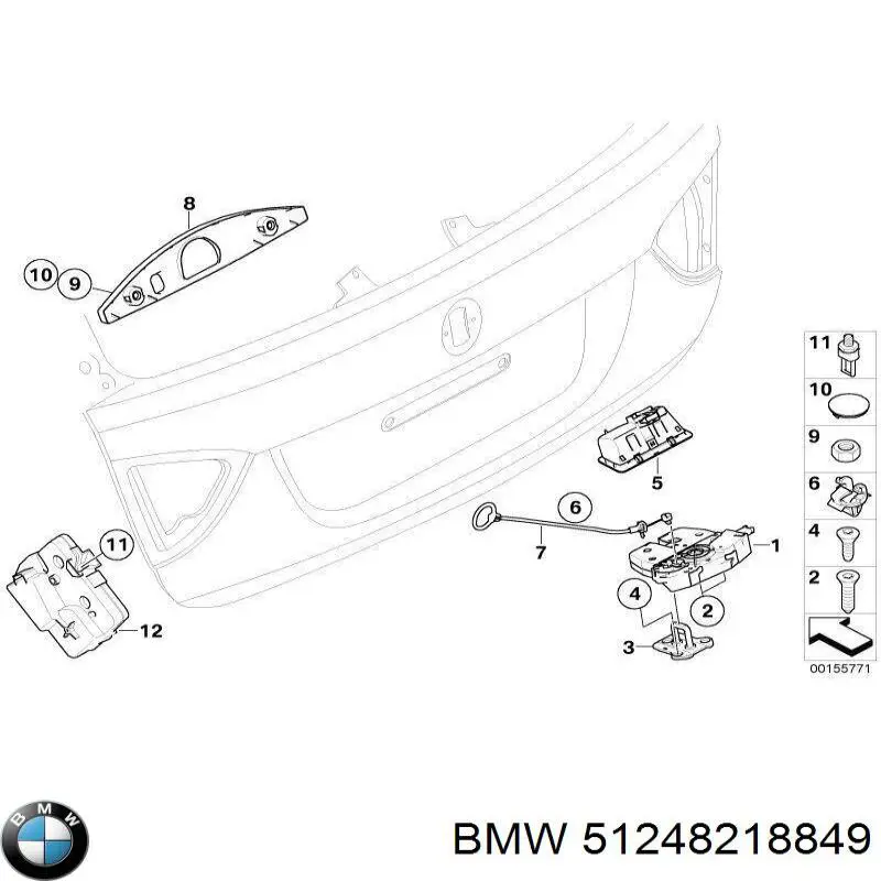 Compre 51248218849 BMW Fecho de vidro de porta-malas (de 3ª/5ª porta traseira (de tampa de alcapão)