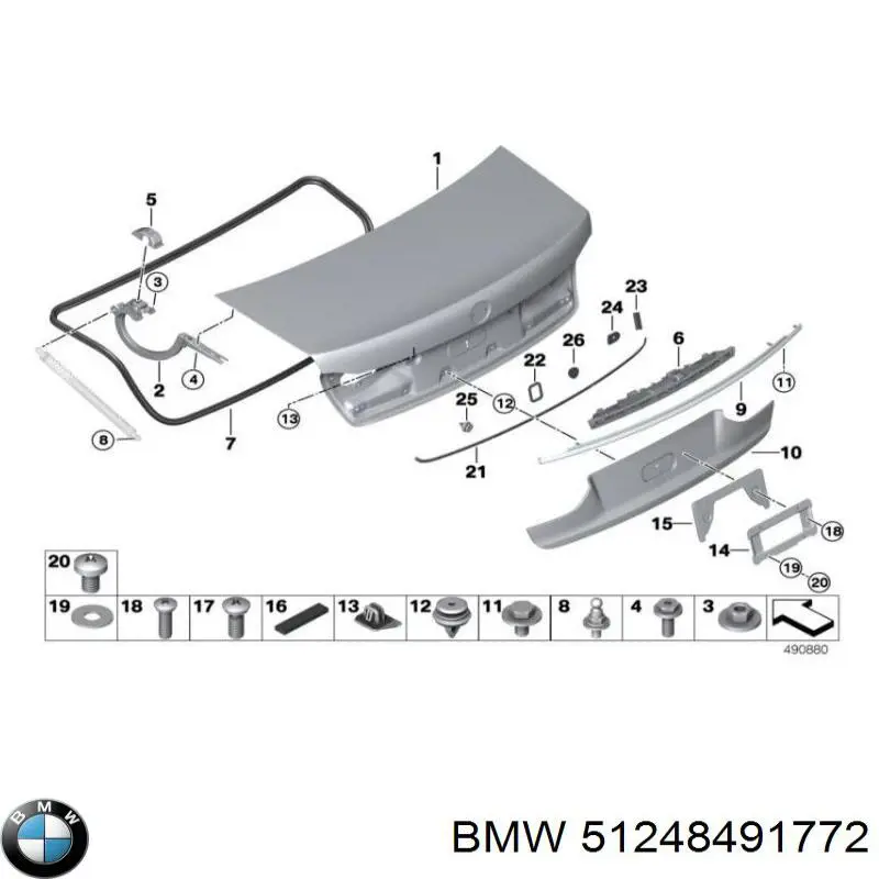 51248491772 BMW Placa sobreposta de tampa de porta-malas