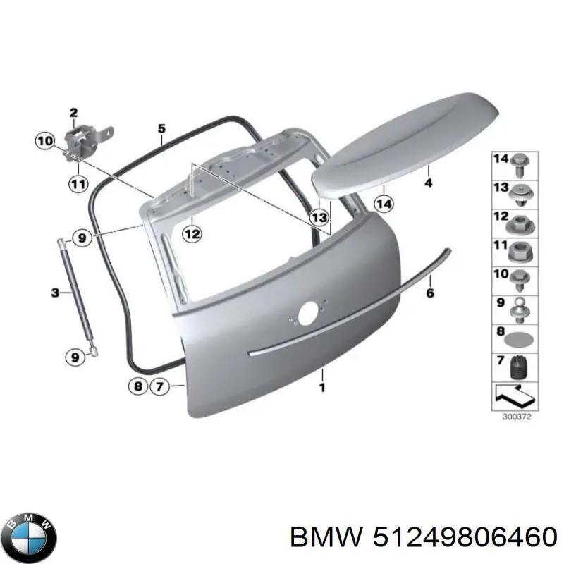 51249806460 BMW Gozno de tampa de porta-malas