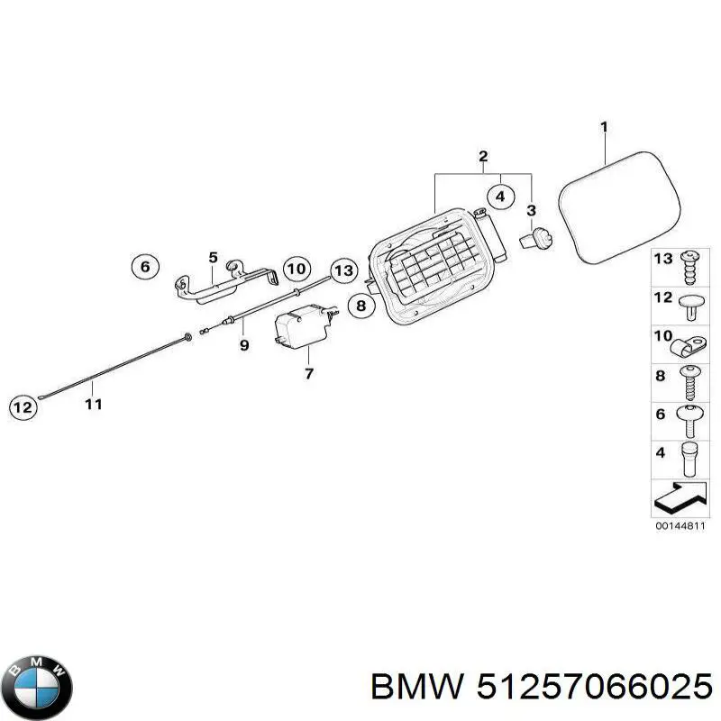 Cabo de abertura do alcapão do tanque de combustível BMW 51257066025 preço, a partir de 43,65 USD