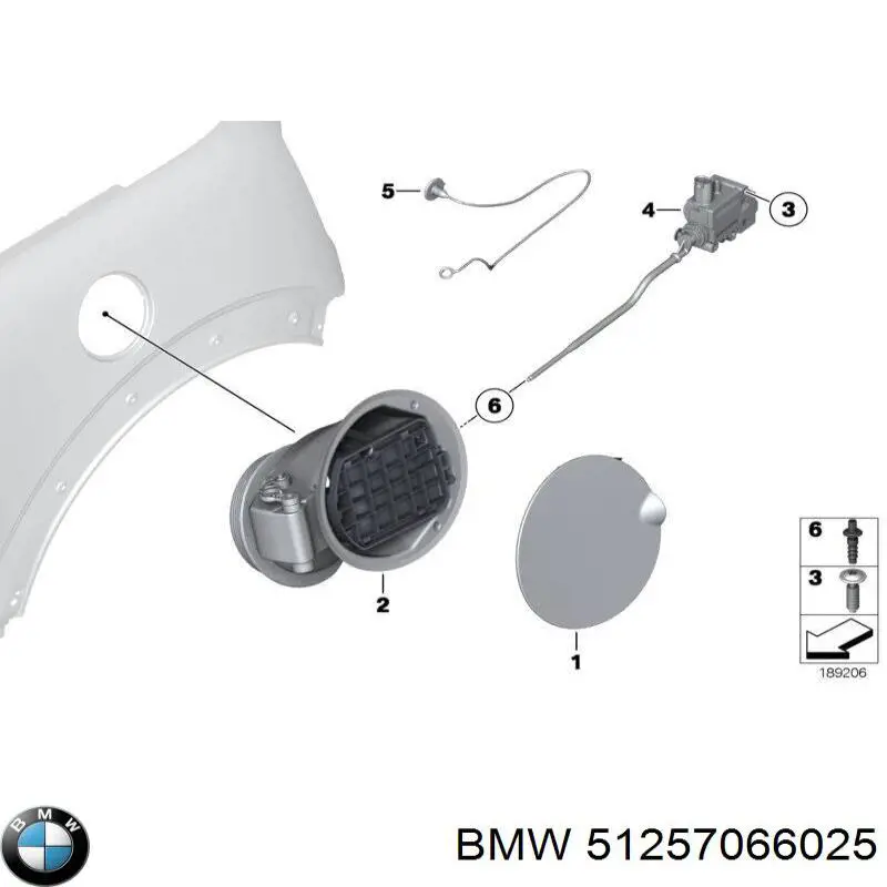 Compre 51257066025 BMW Cabo de abertura do alcapão do tanque de combustível
