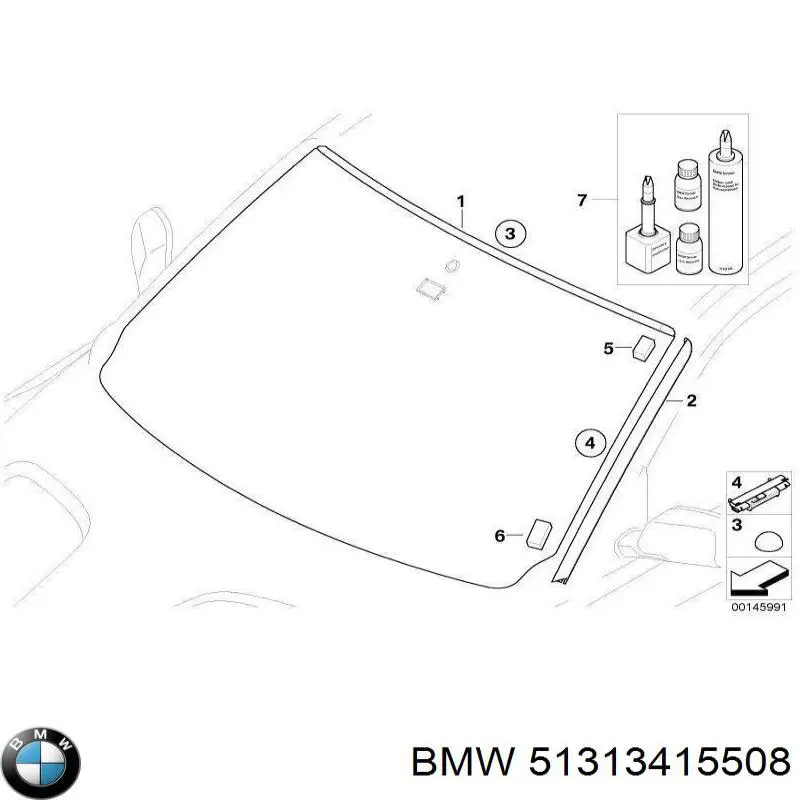 51313415508 BMW Moldura superior de pára-brisas