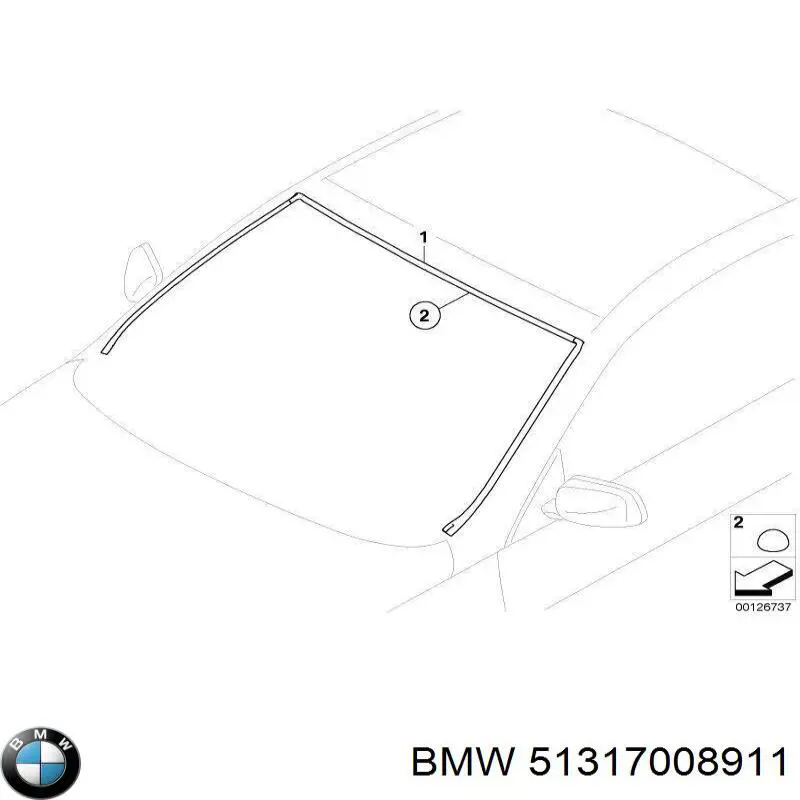 51317008911 BMW Moldura de pára-brisas