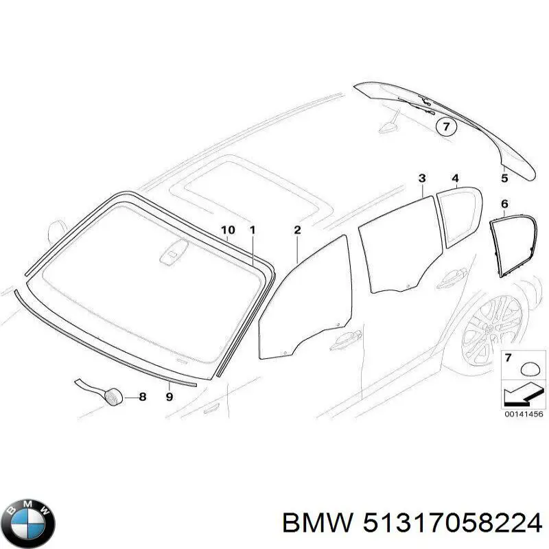 51317058224 BMW Moldura superior de pára-brisas
