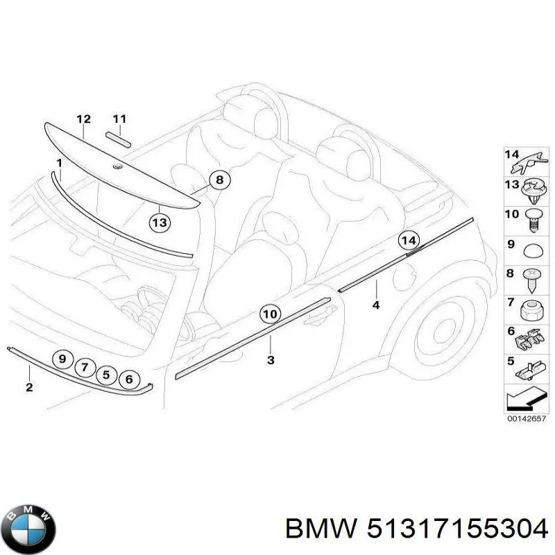 Compre 51317155304 BMW Moldura superior de pára-brisas