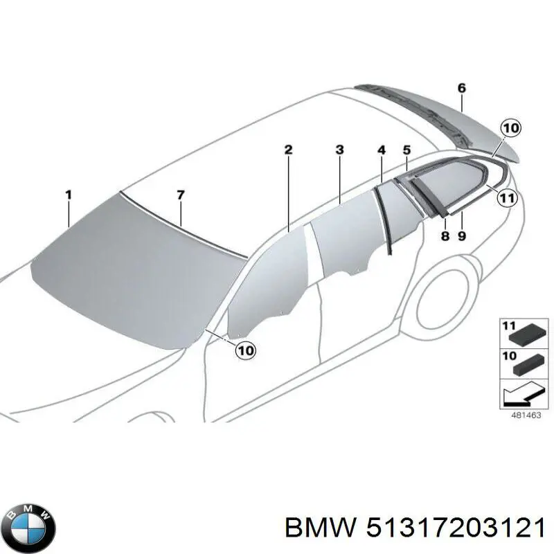 51317203121 BMW Moldura superior de pára-brisas