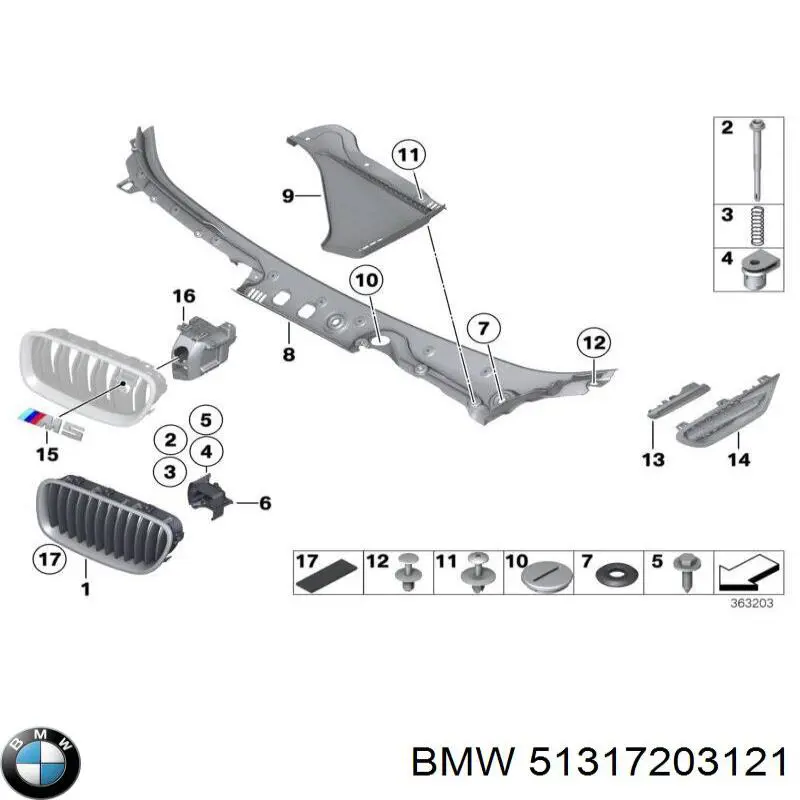 Moldura superior de pára-brisas BMW 51317203121 preço, a partir de 18,26 USD