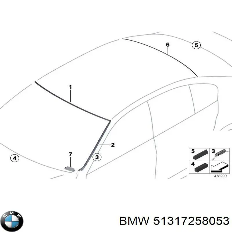 51317258053 BMW Moldura superior de pára-brisas