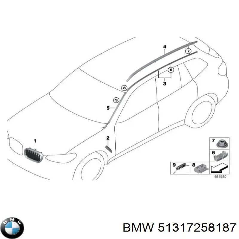 Compre 51317258187 BMW Moldura esquerda de pára-brisas