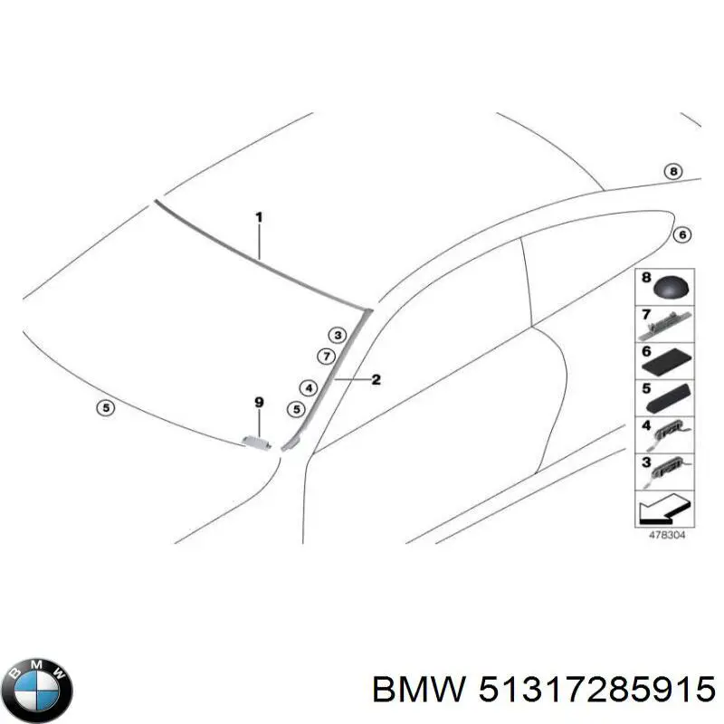 Moldura superior de pára-brisas BMW 51317285915 preço, a partir de 39,02 USD