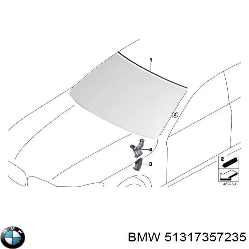 51317357235 BMW Moldura superior de pára-brisas